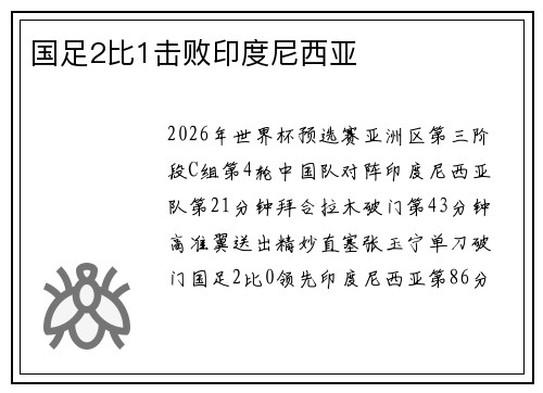 国足2比1击败印度尼西亚